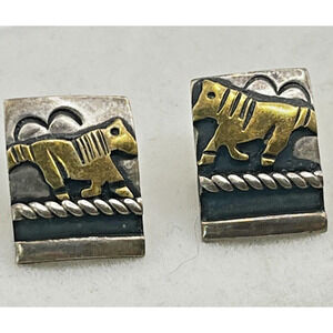 Tommy Singer 12K Gold Filled Sterling Silver Navajo Earrings Native American